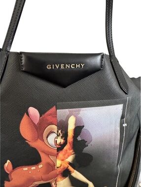 AUTH Givenchy x Disney Bambi Antigona Large Tote Bag with Matching Pouch Black